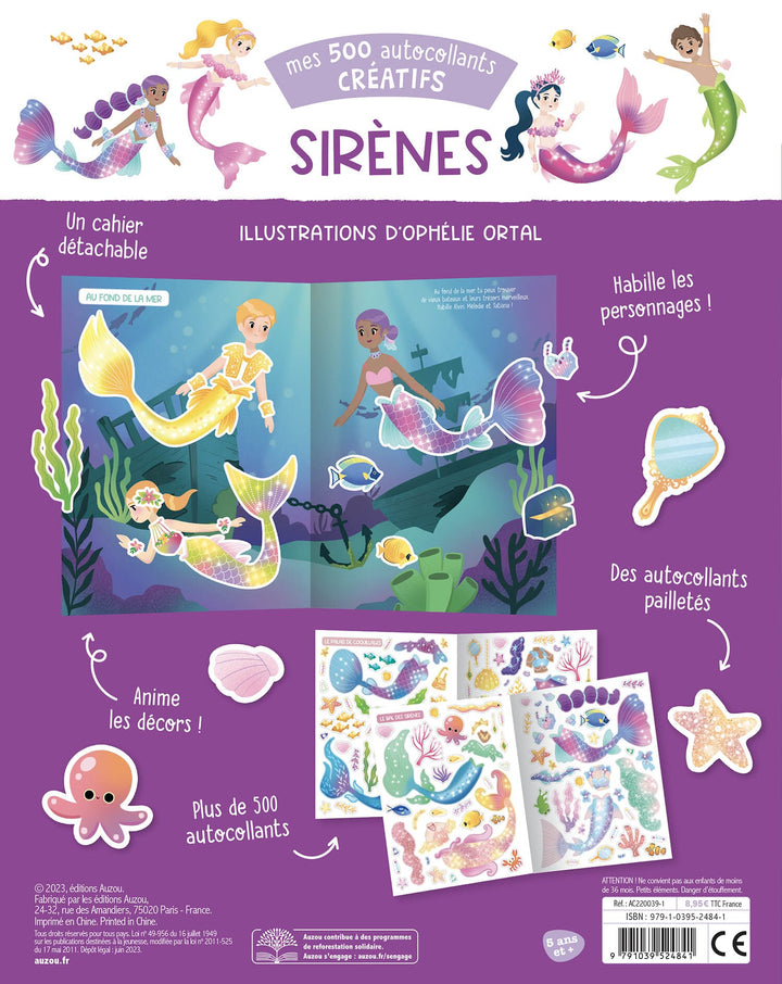 mes 500 autocollants créatifs Auzou Sirènes Mlle et Coco