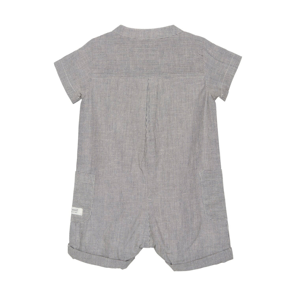 barboteuse manches courtes en coton petite rayure gris et avoine