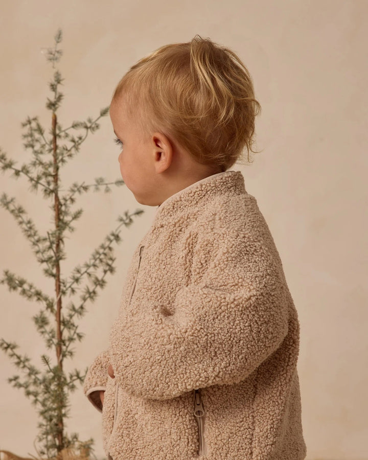Veste zippée en peau lainée Avoine Quincy Mae Mlle et Coco