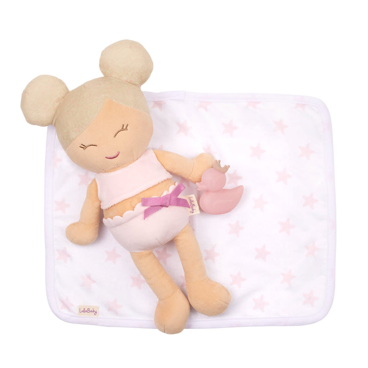 LullaBaby poupée bain serviette canard rose Mlle et Coco