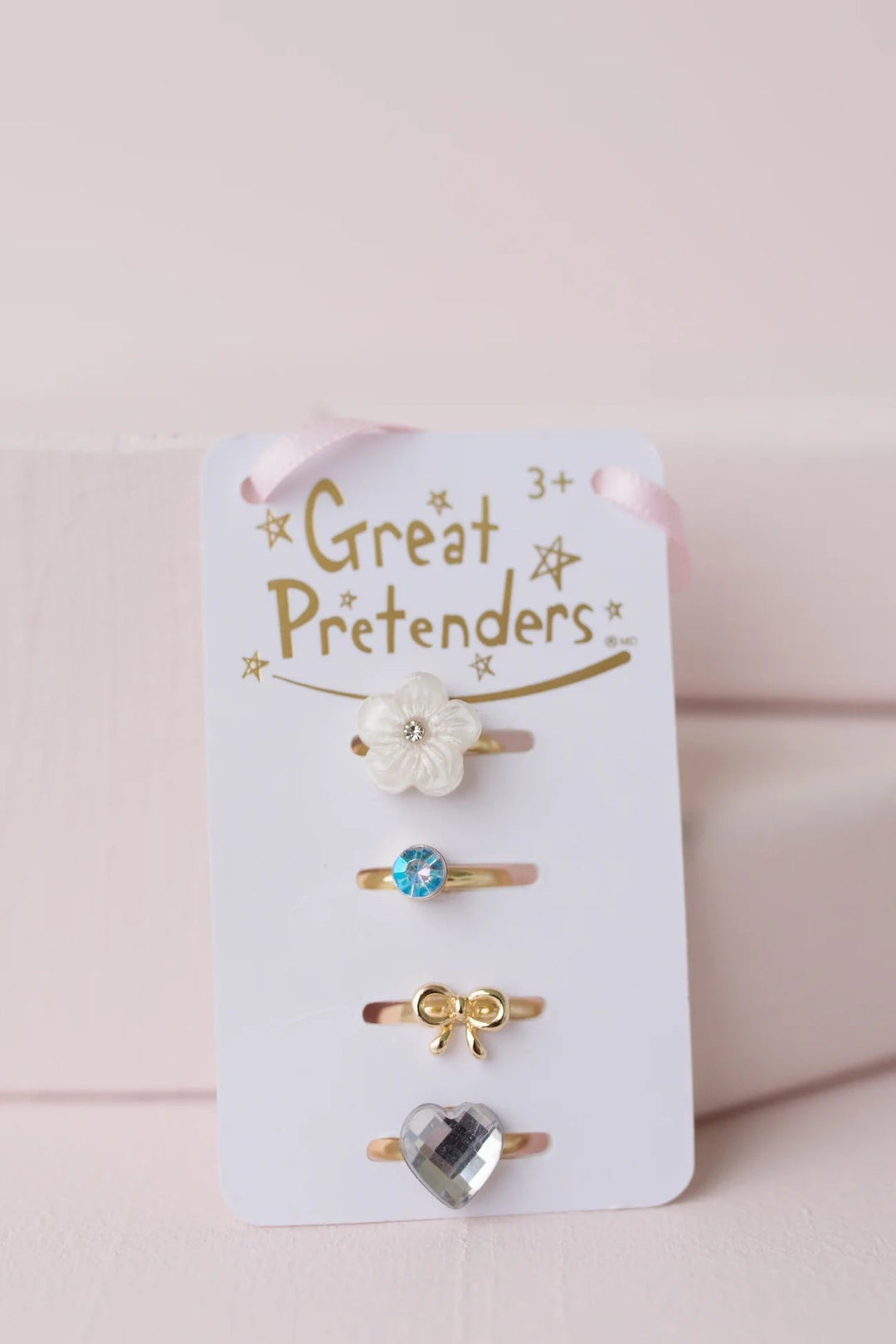ensemble quatre bagues fleur diamant boucle coeur Great pretenders
