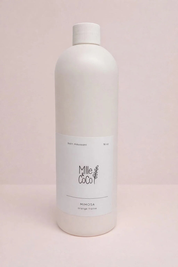 Coffret cadeau Mimosa Mlle et Coco bain moussant chandelle bruine 