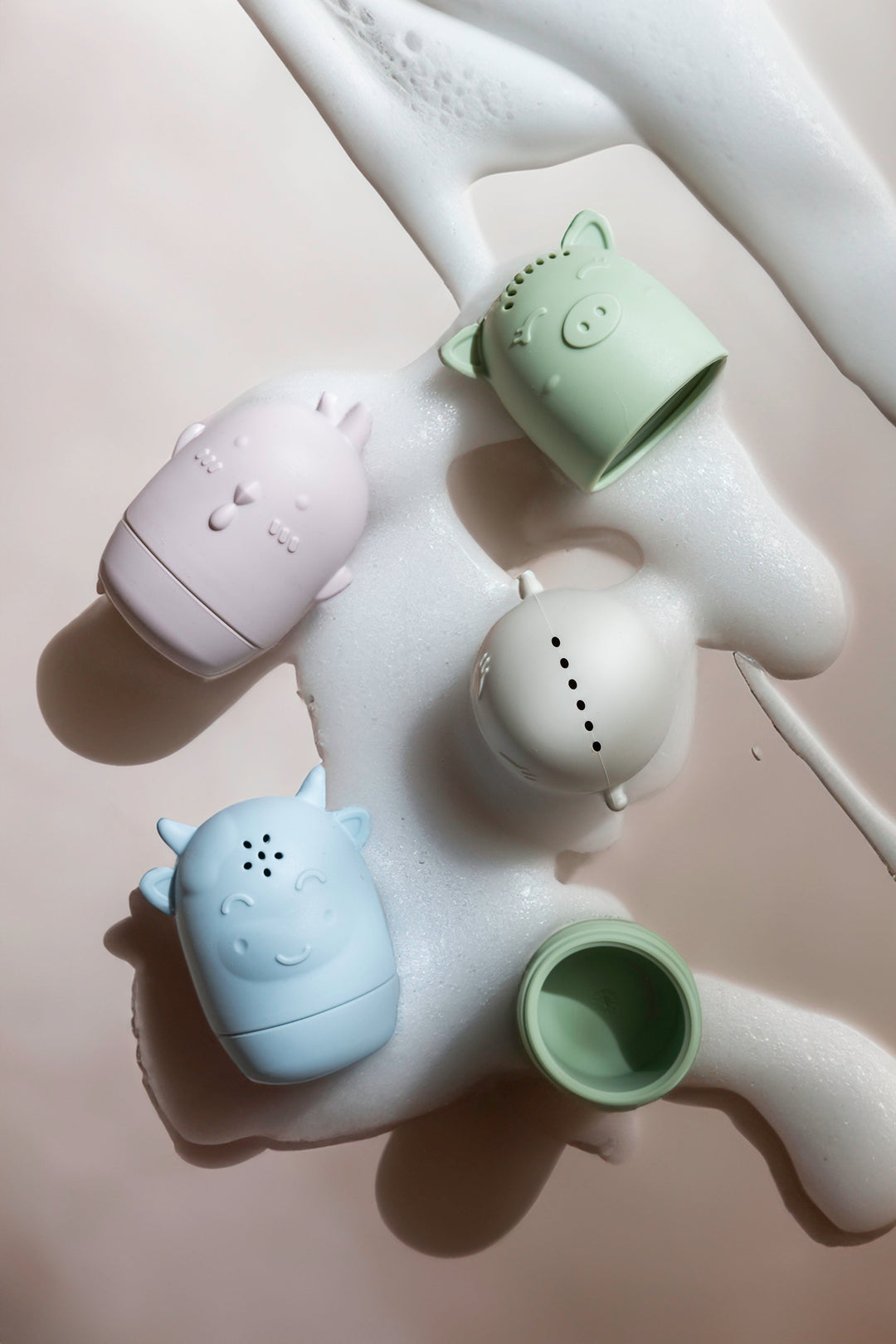 animaux de la ferme jeu de bain pastel Noüka silicone