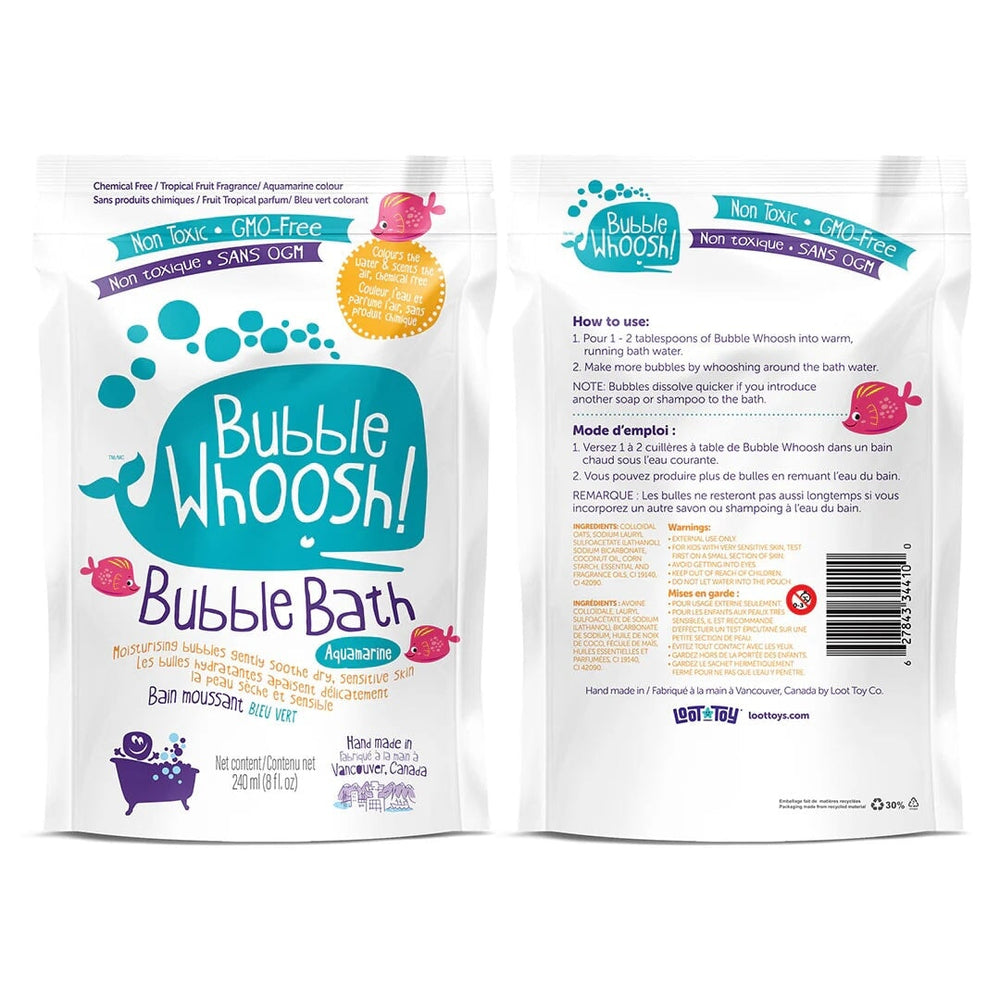 Bain moussant aquamarine Bubble Woosh non toxique Mlle et Coco