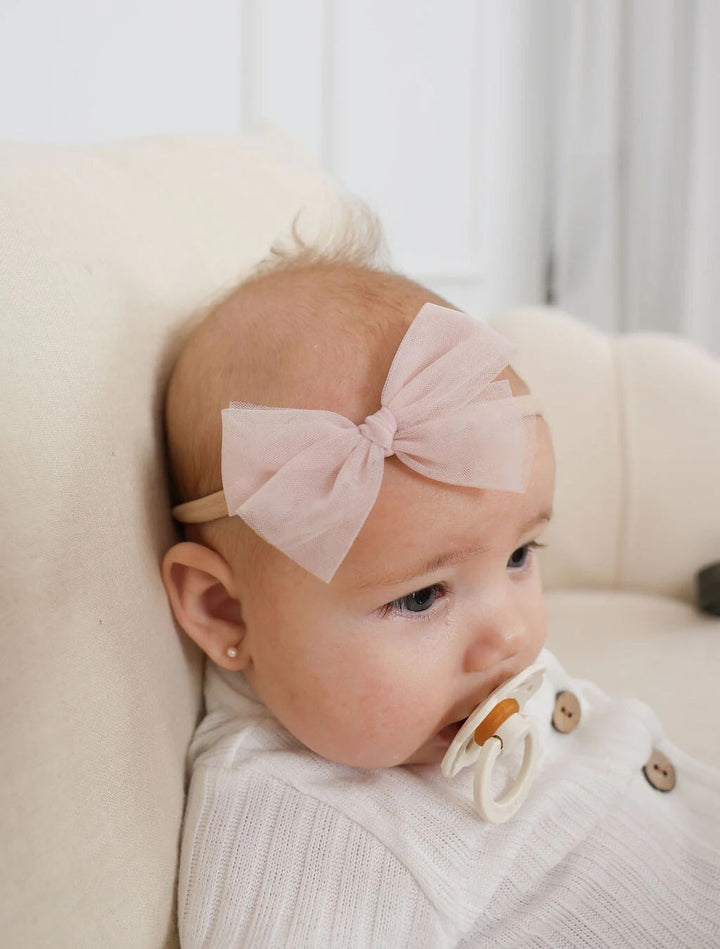 Bandeau boucle tulle ballerine blanc et rose Ananas Mlle et Coco
