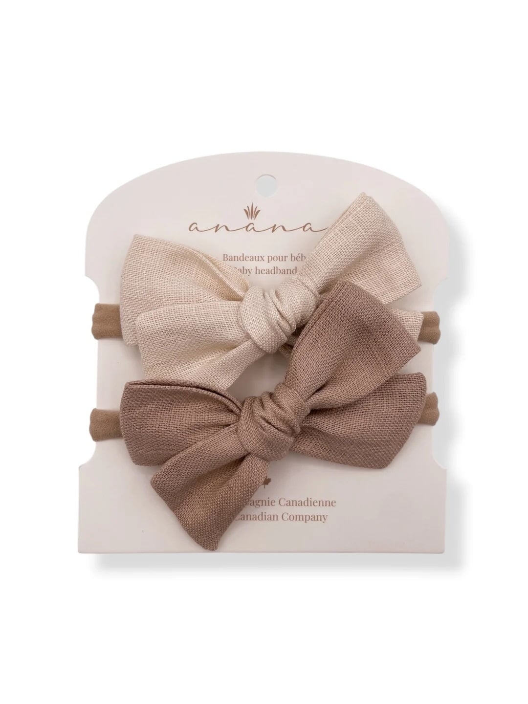 Bandeau boucle lin Ivoire et Beige (0-2 ans) Ananas Mlle et Coco