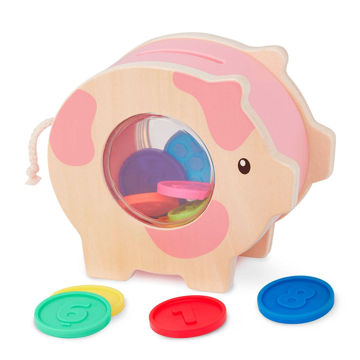 jouet tirelire bois cochon Battat education Mlle et Coco