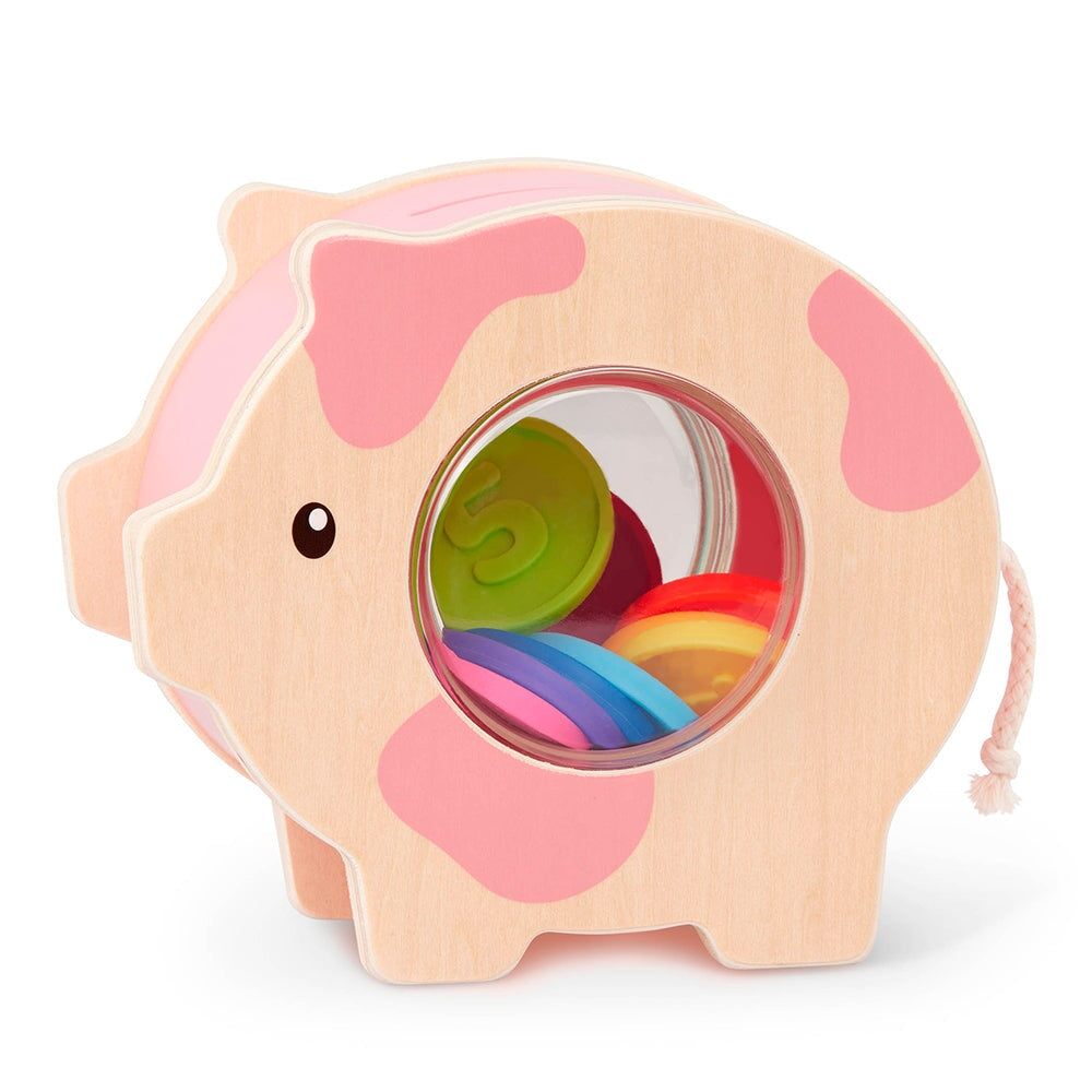 jouet tirelire bois cochon Battat education Mlle et Coco