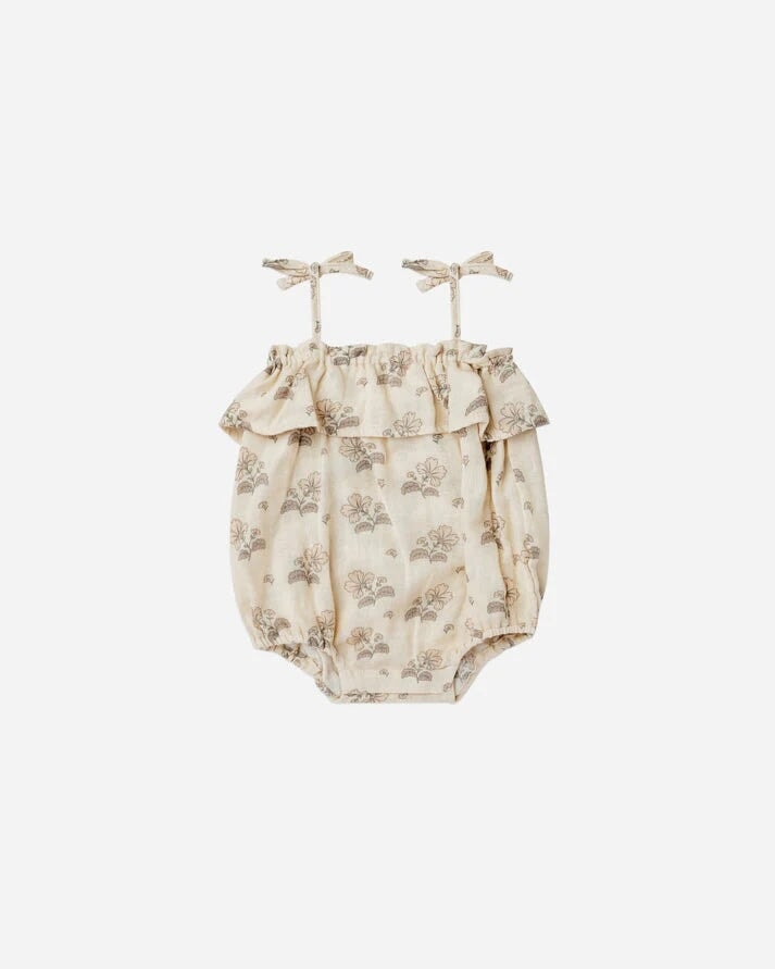 barboteuse beige motifs florales Rylee + Cru Mlle et Coco
