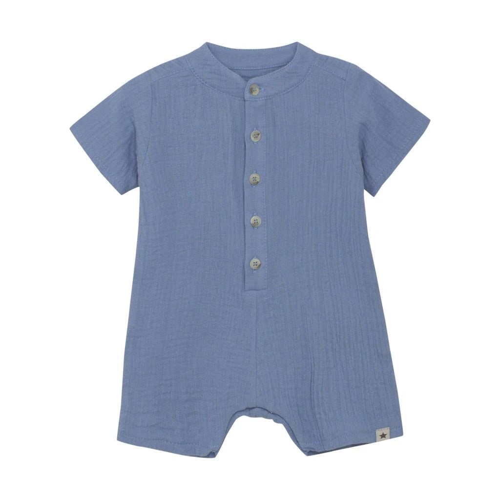 Barboteuse en mousseline coton Bleu Huttelihut Mlle et Coco