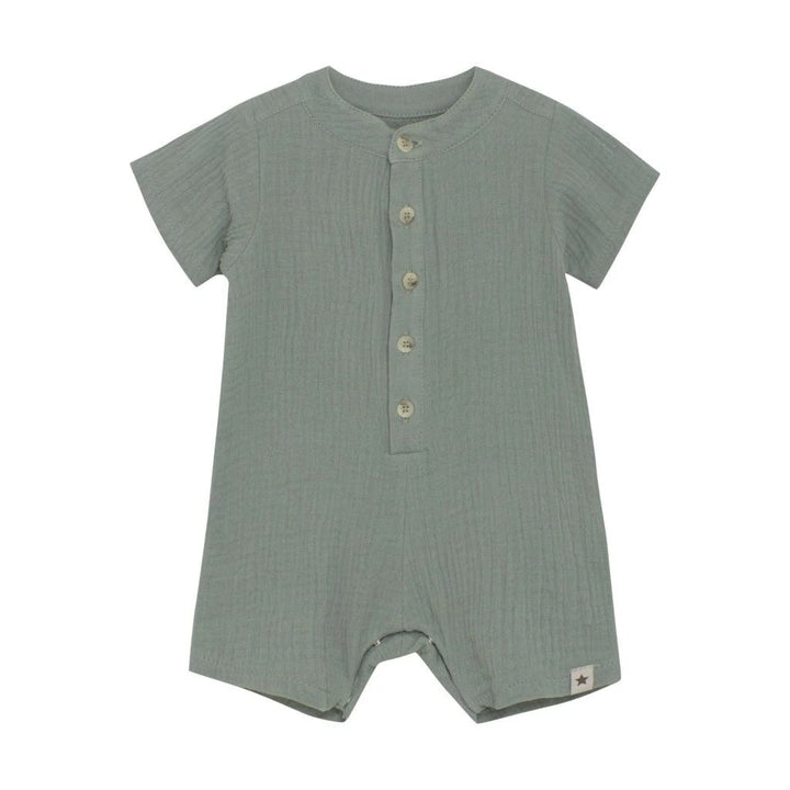 Barboteuse en mousseline coton sauge Huttelihut Mlle et Coco