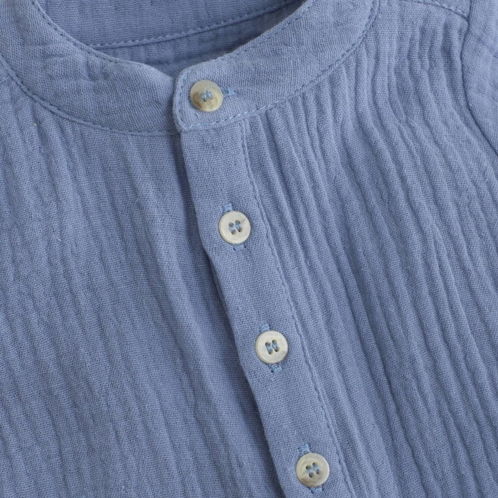 Barboteuse en mousseline coton Bleu Huttelihut Mlle et Coco
