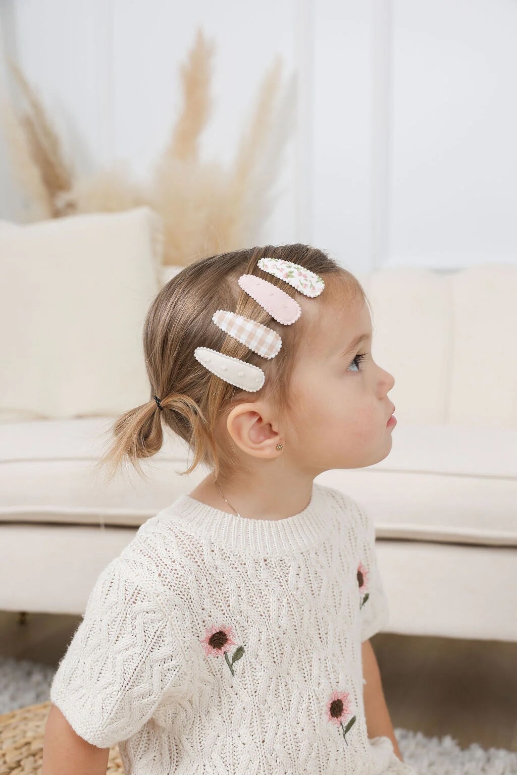 Barrettes en tissus motif classique fille Mlle et Coco