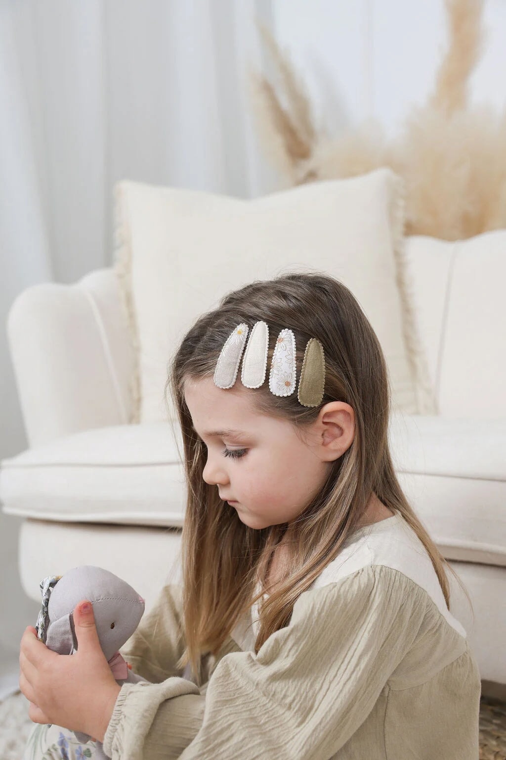 Ensemble de barrette en tissus floral produit québécois Mlle et Coco