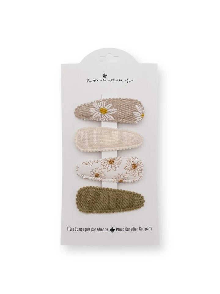 Ensemble de barrette en tissus floral produit québécois Mlle et Coco