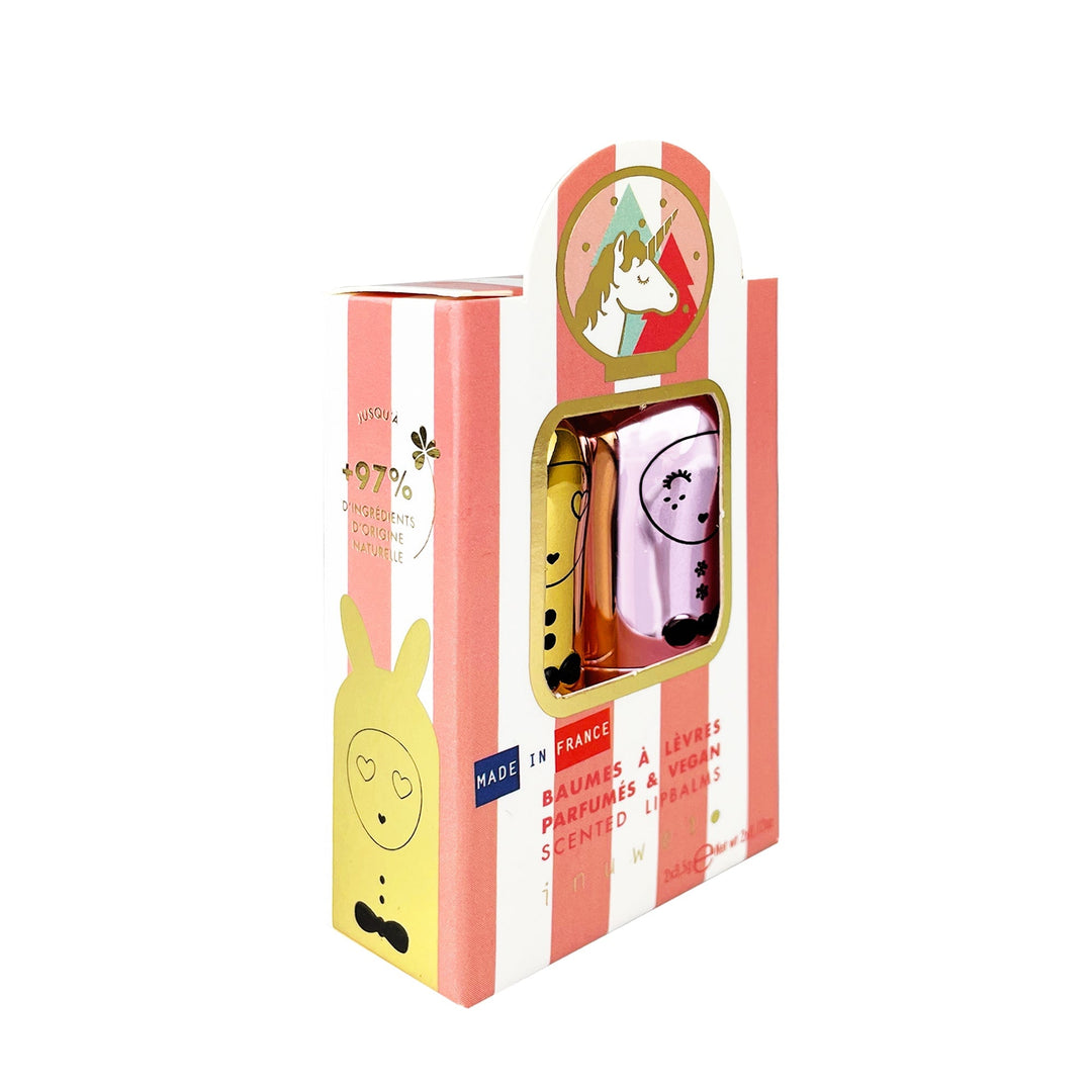 coffret duo baume lèvre cheesecake sorbet framboise Inuwet Mlle Coco