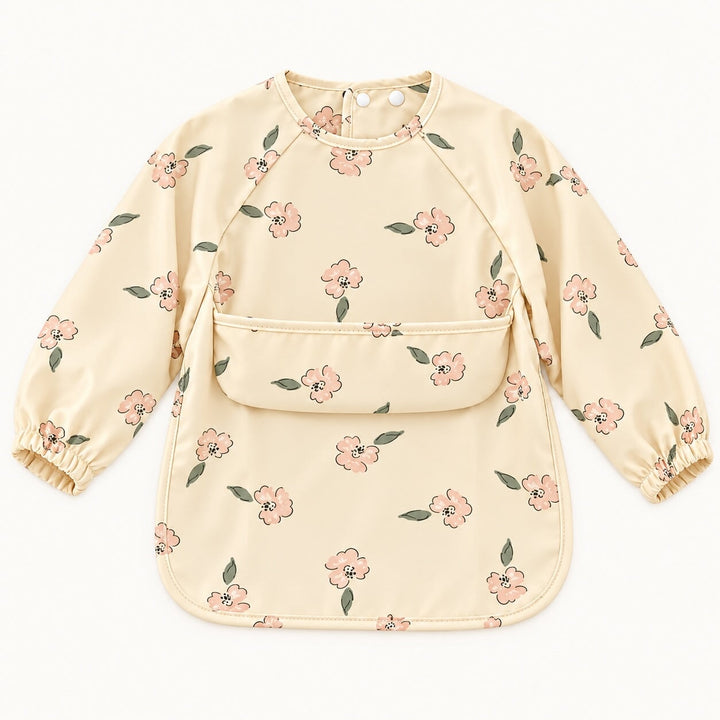 Bavette manches longues Fleurs pêches Création Jade Mlle et Coco