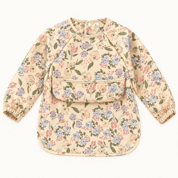 Bavette manches longues fleurs roses Création Jade Mlle et Coco