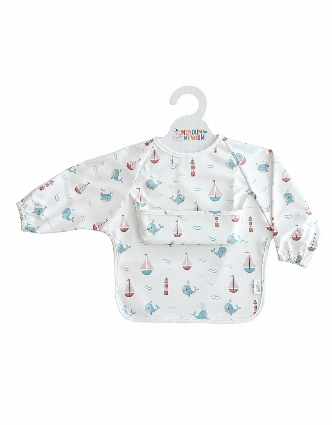 Bavoir à manches longues Bateau et baleine Menoum Menoum