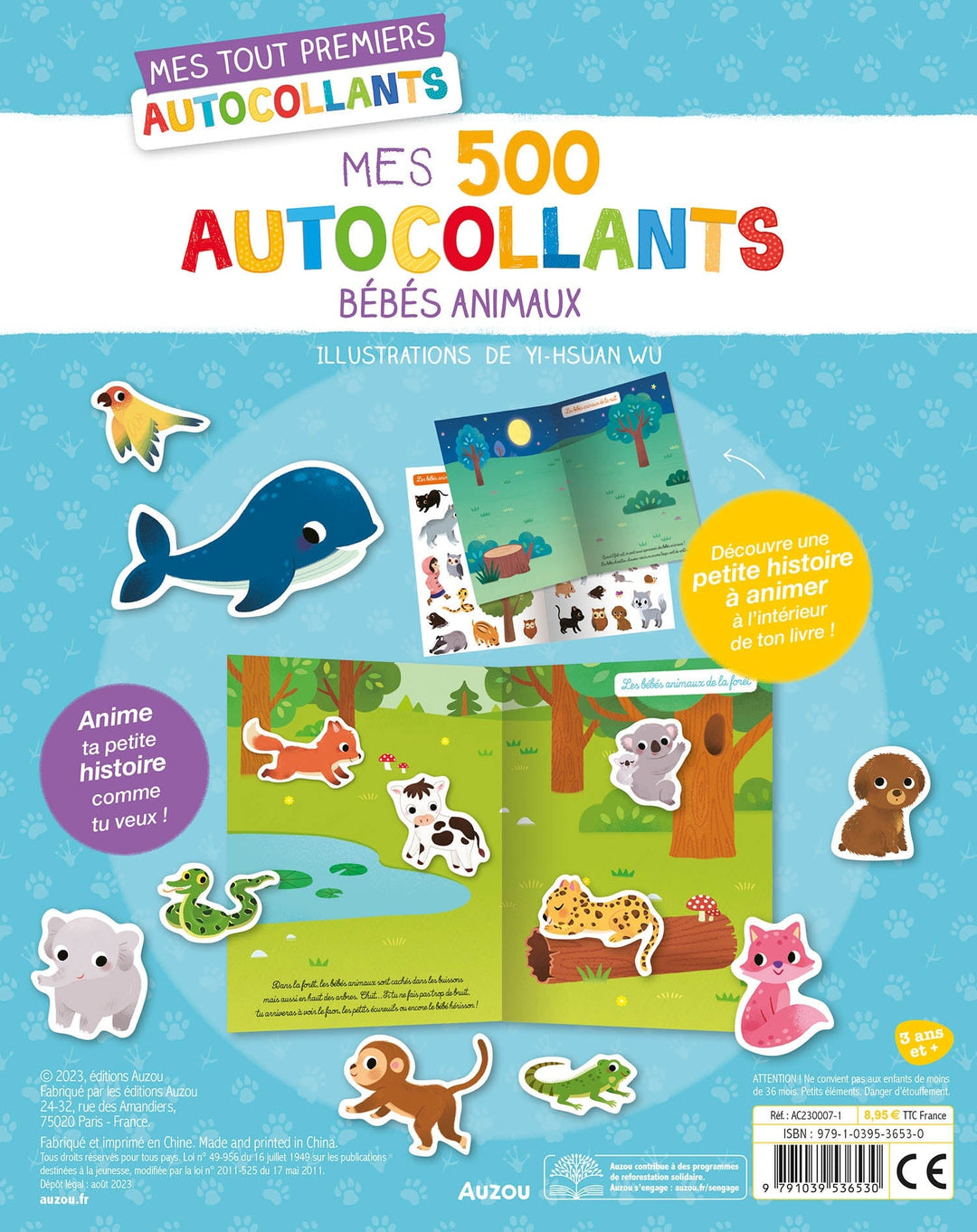 Mes 500 autocollants bébés animaux Auzou Mlle et Coco