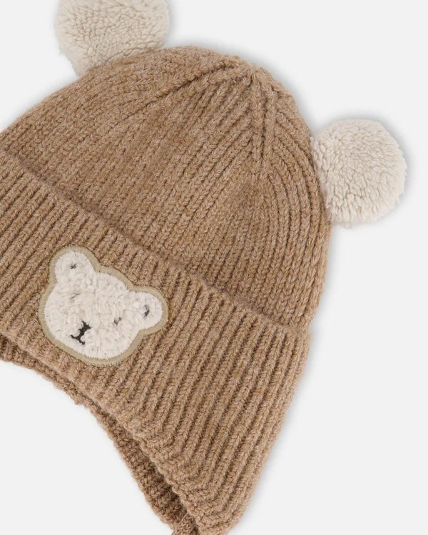 bonnet trioté doublé cache-oreilles sherpa brun Deux par Deux
