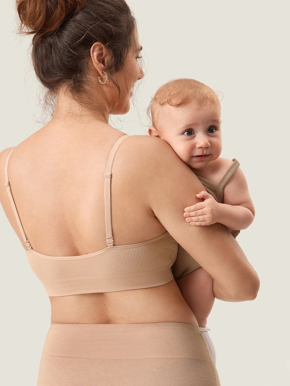 Soutien-gorge d'allaitement côtelé beige  Momanda Mlle et Coco