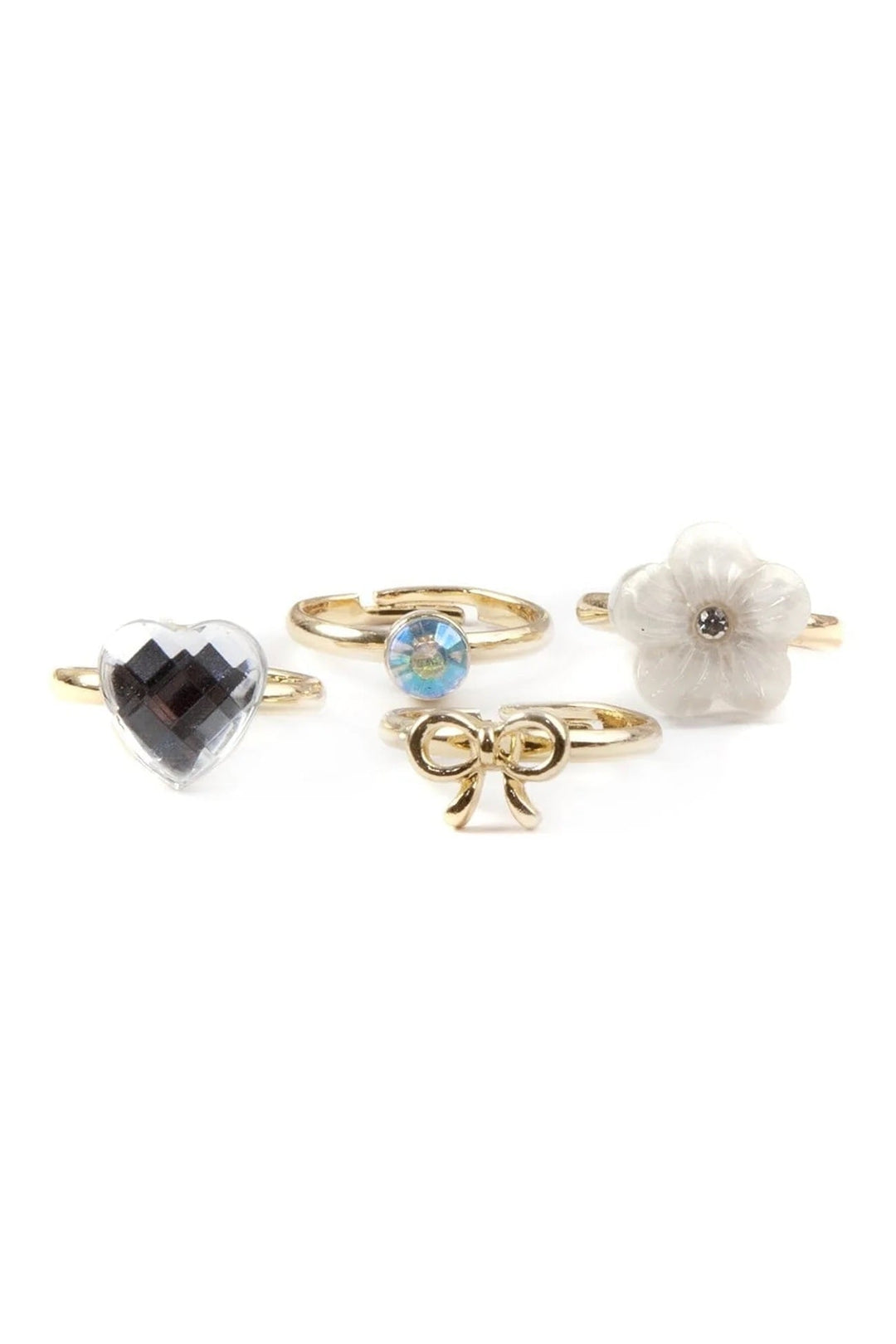ensemble quatre bagues fleur diamant boucle coeur Great pretenders