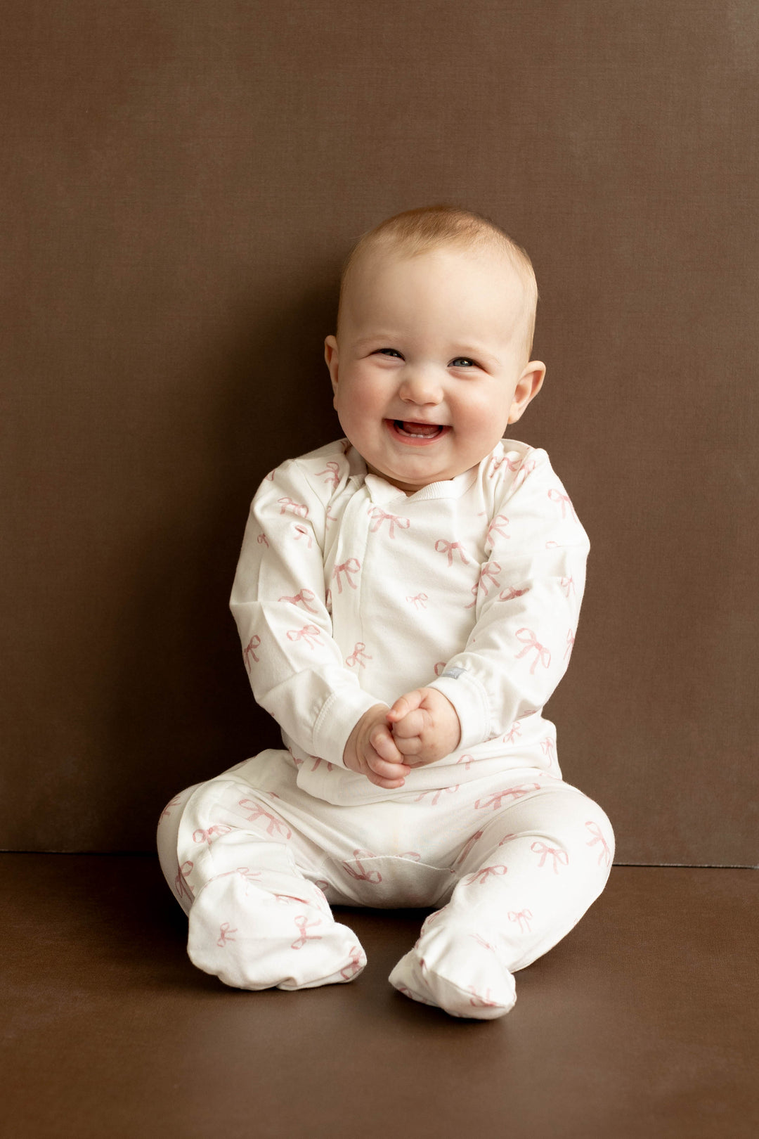 Pyjama coton modal Blanc et boucle rose Coccoli