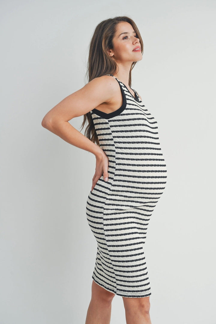 robe moulante maternité noir blanc Hello MIle et Coco