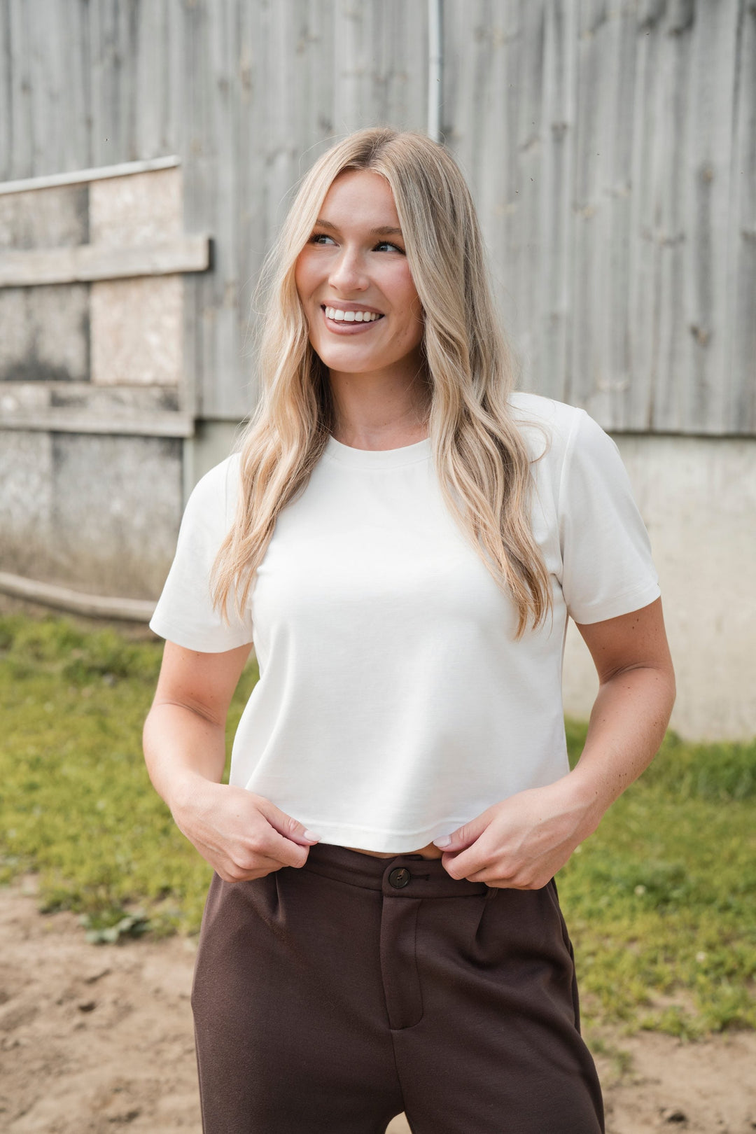 Crop top oversize Blanc Rose Maternité Mlle et Coco