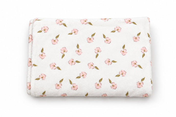 Couverture de minky Blanc fleur rose Mlle et Coco