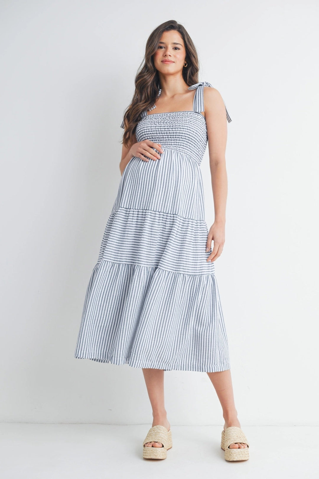 robe maternité denim blanc rayé Hello Miz Mlle et Coco
