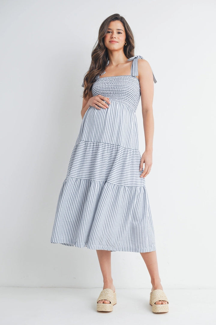 robe maternité denim blanc rayé Hello Miz Mlle et Coco