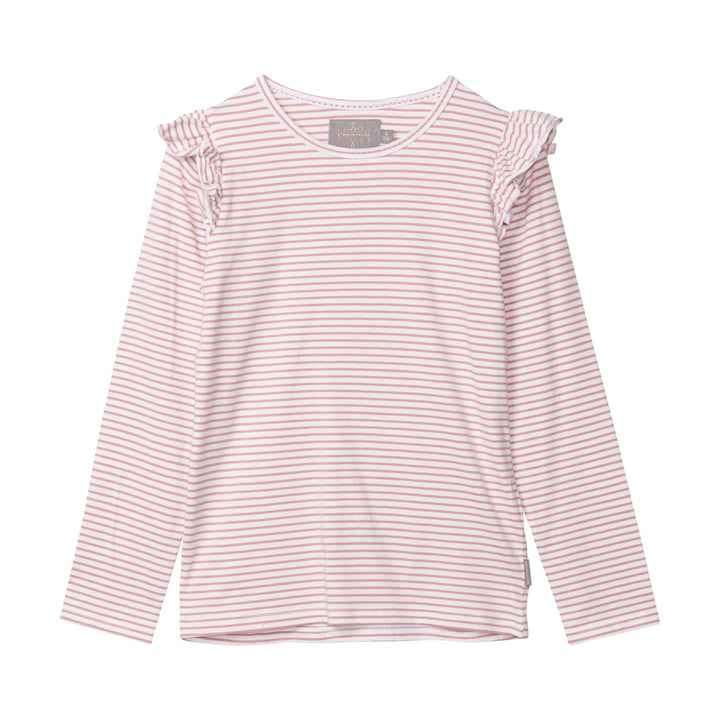 chandail manches longues frisons épaule rayé rose blanc Creamie