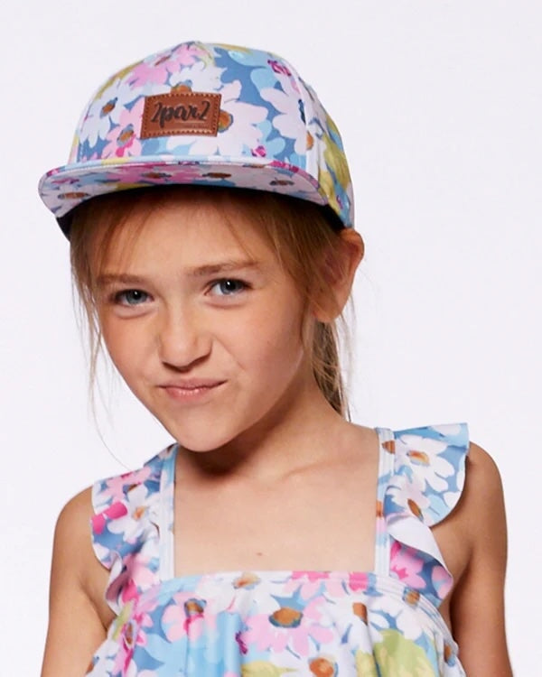 casquette floral blanc rose vert Deux par Deux accessoire