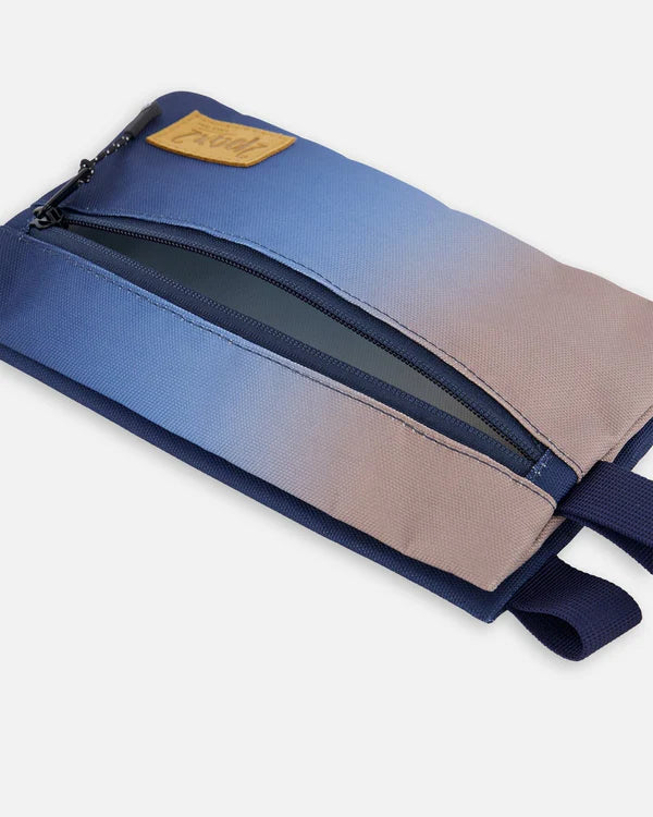 trousse crayon double Deux par Deux bleu dégradé beige