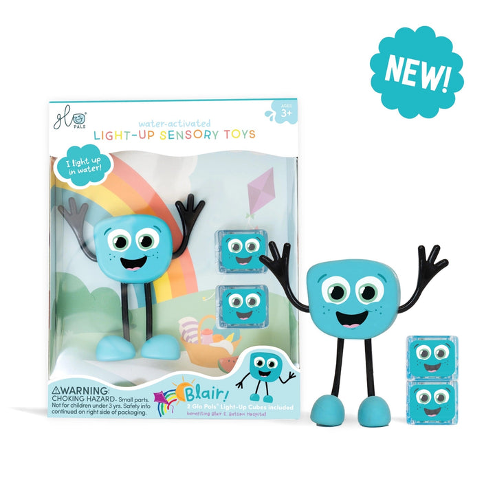personnage bleu blair glo pals accessoire jouet lumineux bain enfant