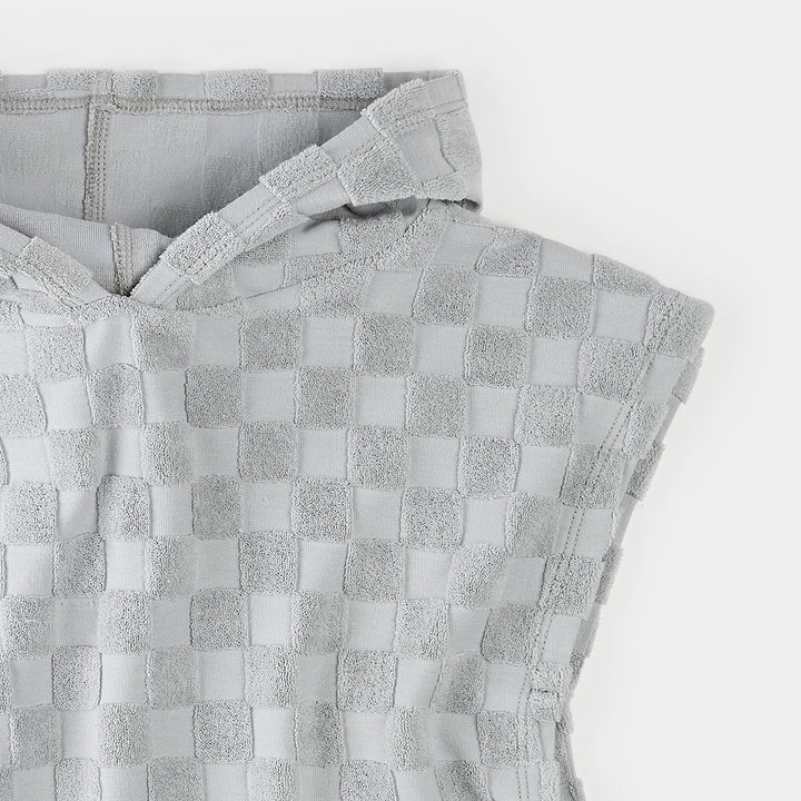 Poncho de plage bleu délavé à carreaux Petit Lem Mlle et Coco 