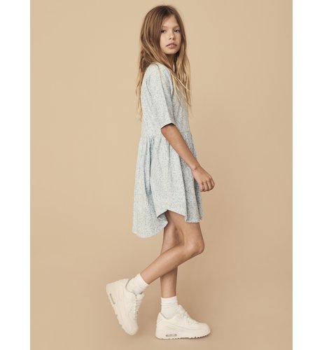 Robe manches courte - Floral bleu - Hux