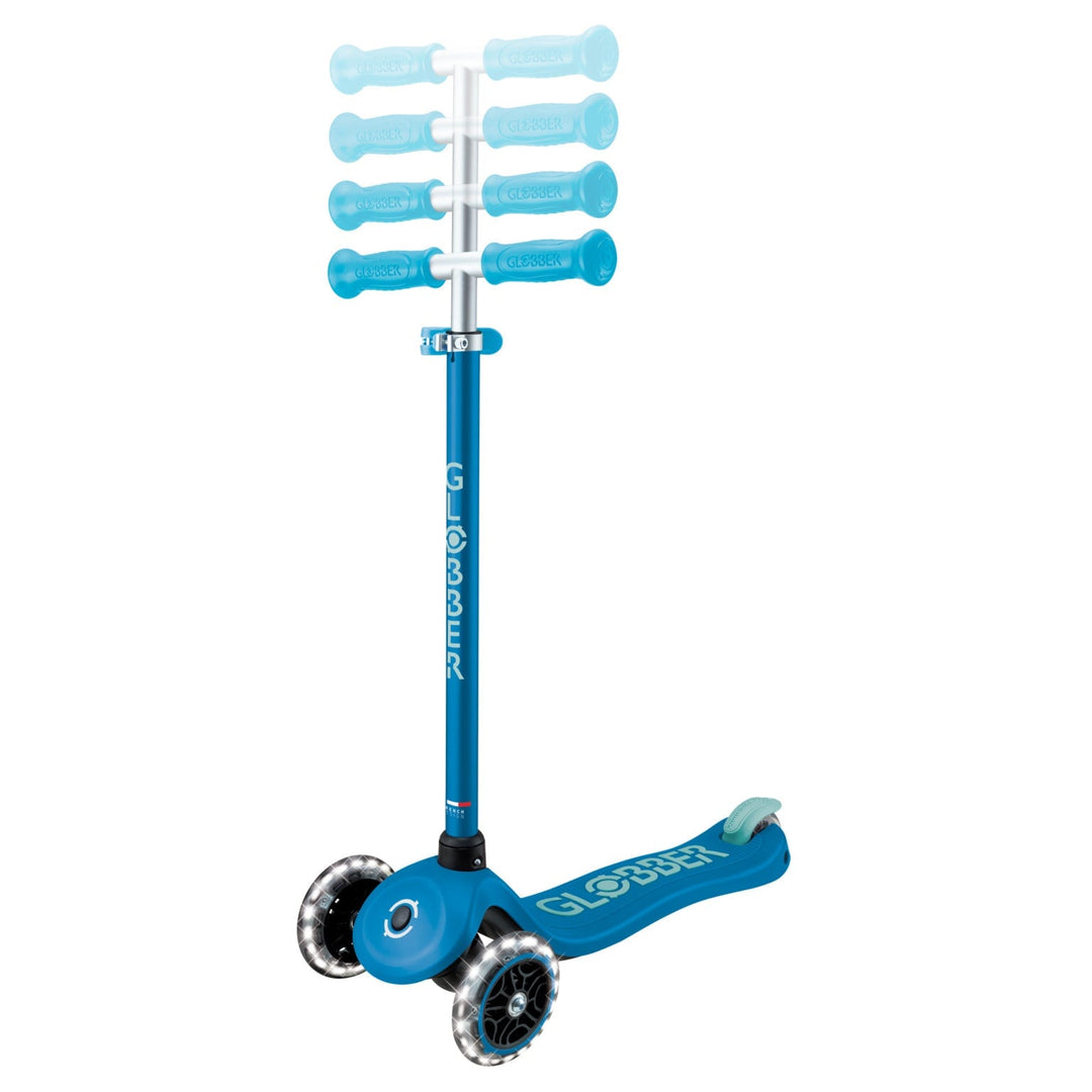 Trottinette à 3 roues phosphorescente avec lumières bleu Globber Mlle et Coco