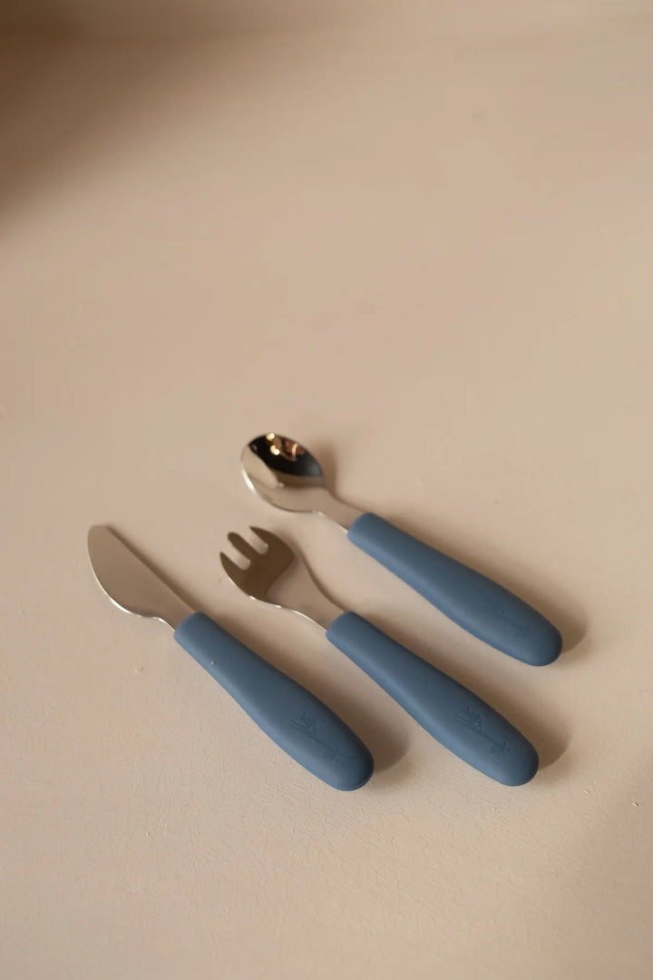 Ensemble d’ustensiles pour enfants acier inoxydable et silicone alimentaire 