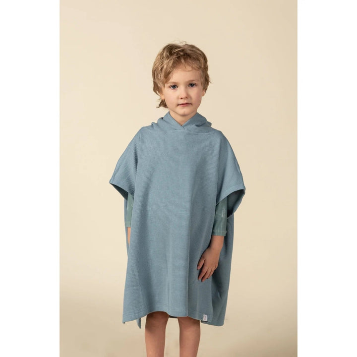 poncho gaufré bleu persan accessoire serviette plage piscine enfant