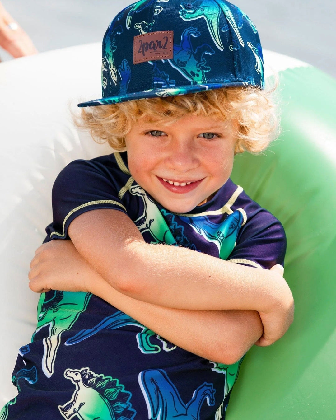 casquette dinosaures vert bleu deux par deux accessoir enfant