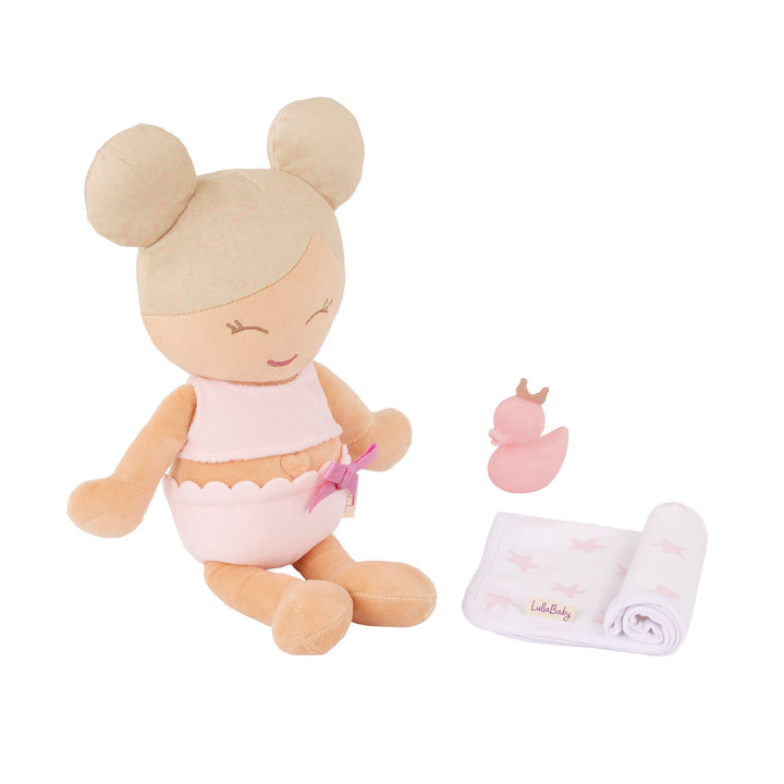 LullaBaby poupée bain serviette canard rose Mlle et Coco