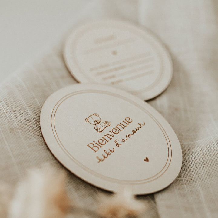 Pastille de bois Naissance ourson Le Petit Tableau Noir