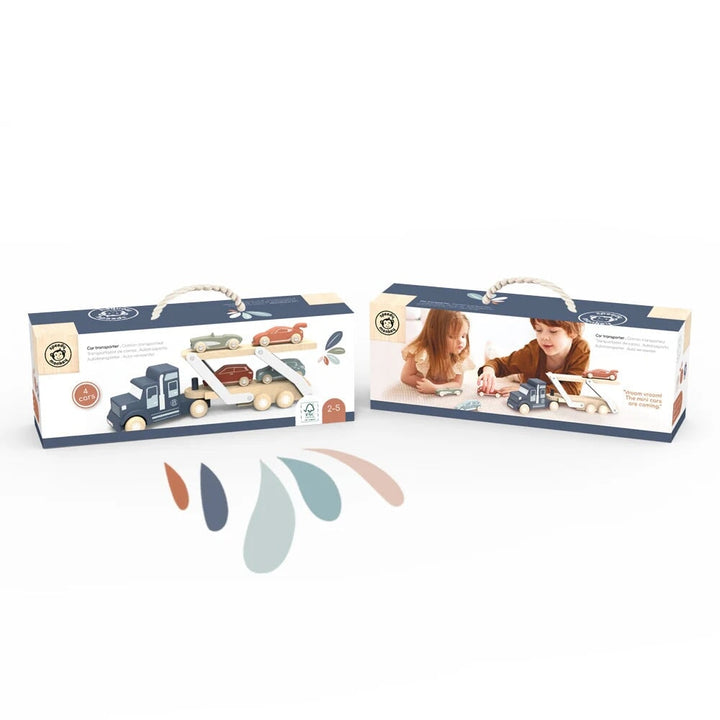 Camion transporteur en bois Speedy Monkey Mlle et Coco