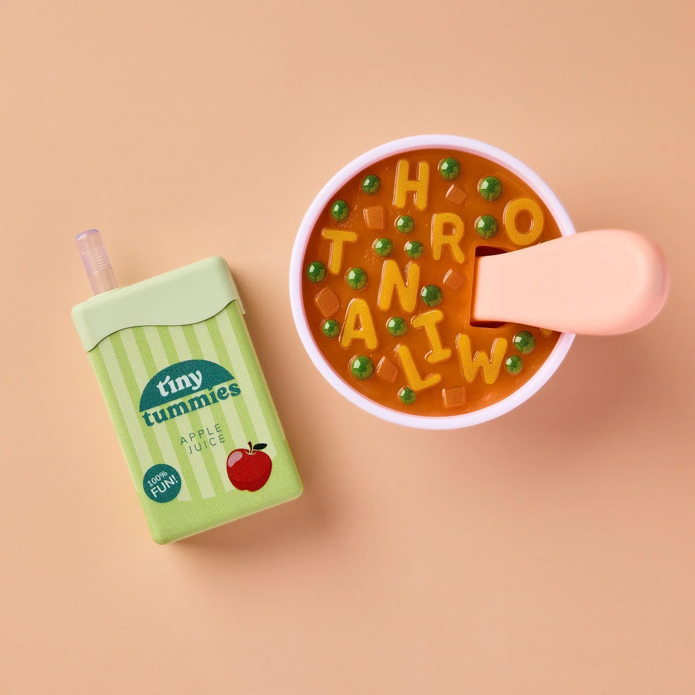 Accessoire pour poupée Soupe alphabet  boîte de jus Tiny Harlow