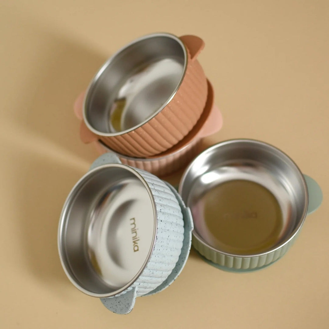Bol en acier inoxydable à succion en silicone - Plusieurs couleurs - Minika Repas et gourmandise Minika 