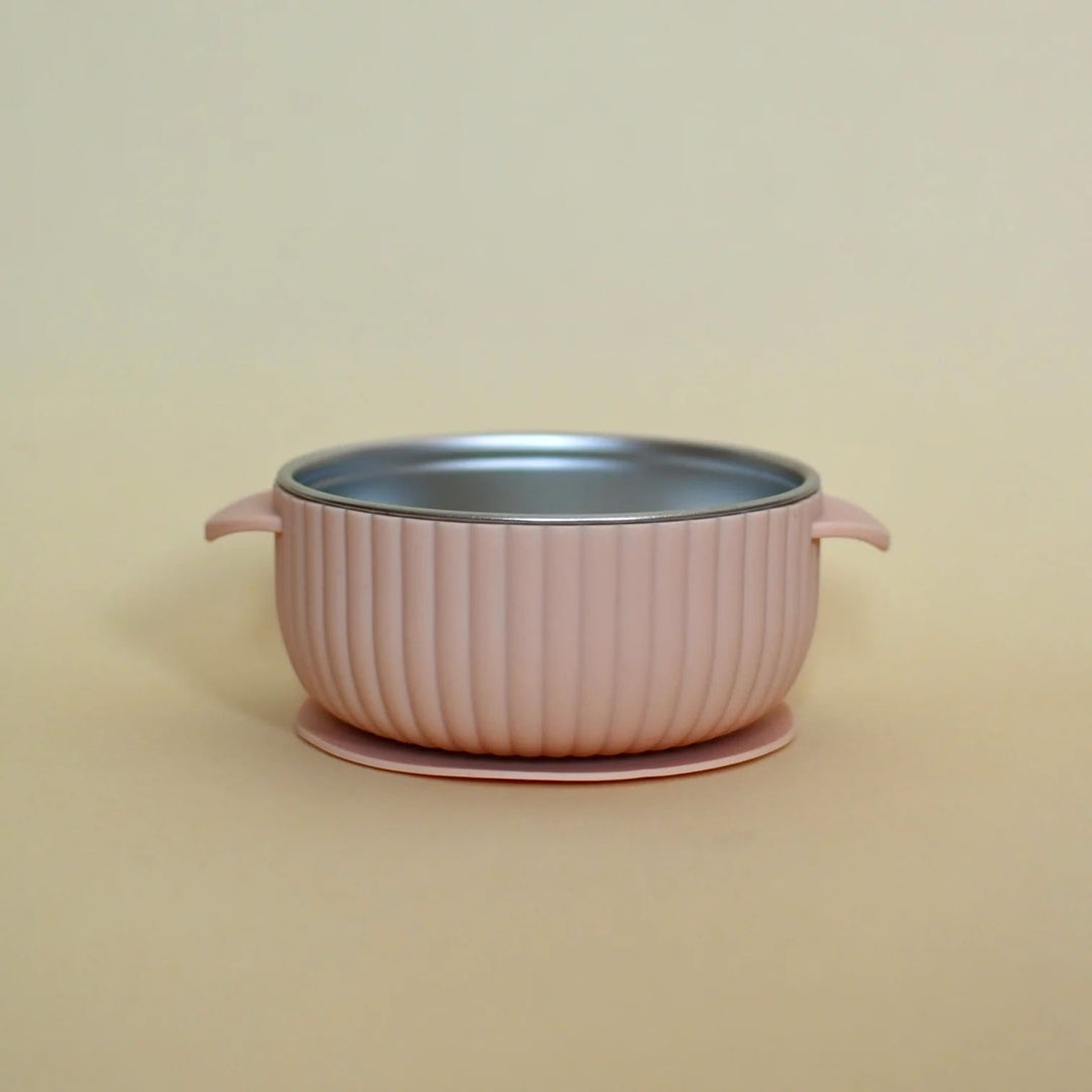 Bol en acier inoxydable à succion en silicone - Plusieurs couleurs - Minika Repas et gourmandise Minika Rose blush 
