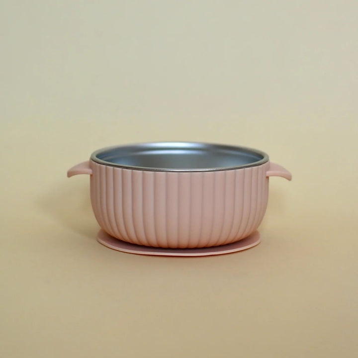 Bol en acier inoxydable à succion en silicone - Plusieurs couleurs - Minika Repas et gourmandise Minika Rose blush 